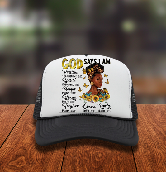 God says with Lady  DTF Hat Transfers