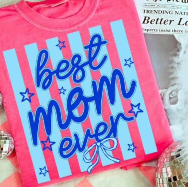 Striped Coquette Best Mom Ever DTF Transfer