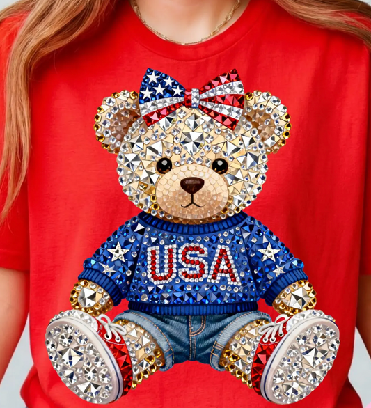 USA Teddy Bear 4th of July  DTF  Transfer