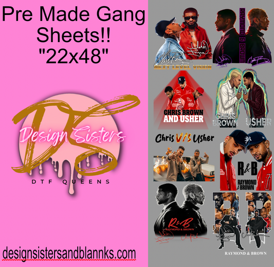 22x48 Usher and Chris Brown Volume 3  DTF Gang Sheet Transfer