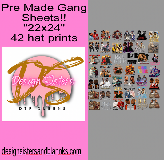 42 Chris Brown and Usher Hat Prints / Transfers  ( 22x24 Gang Sheet )