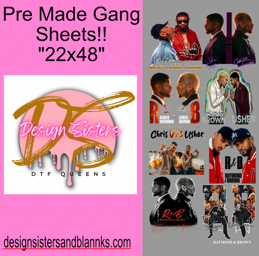 22x48 Usher and Chris Brown Volume 3  DTF Gang Sheet Transfer