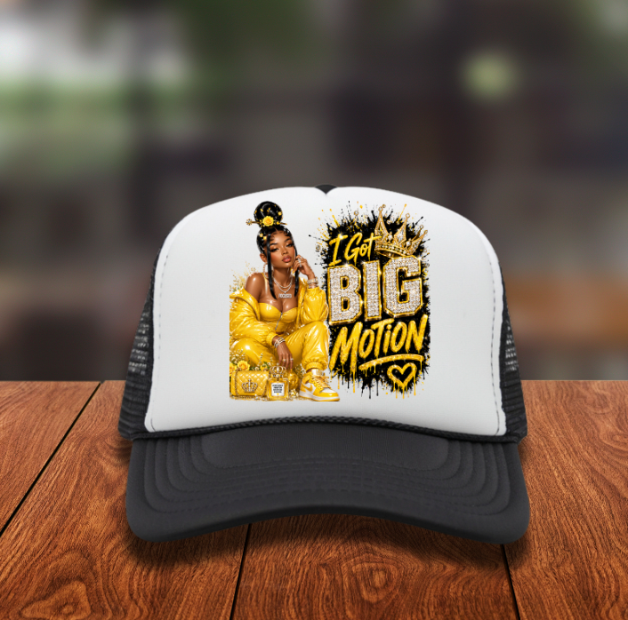 Yellow I got Big Motion Hat DTF Transfers