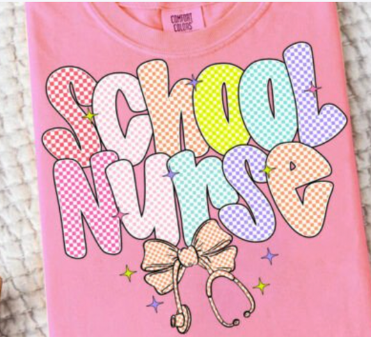 Preppy Checkered School Nurse DTF Transfer