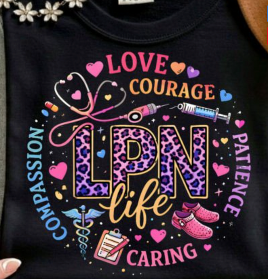 LPN Life Leopard Compassion Nurse DTF Transfer