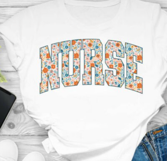 Boho Floral Nurse  DTF Transfer