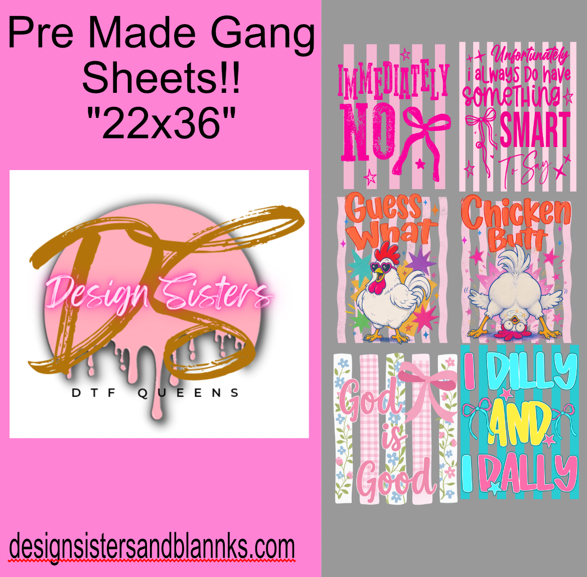 22x36 Trendy Strip DTF GANG SHEET/ HEAT TRANSFERS