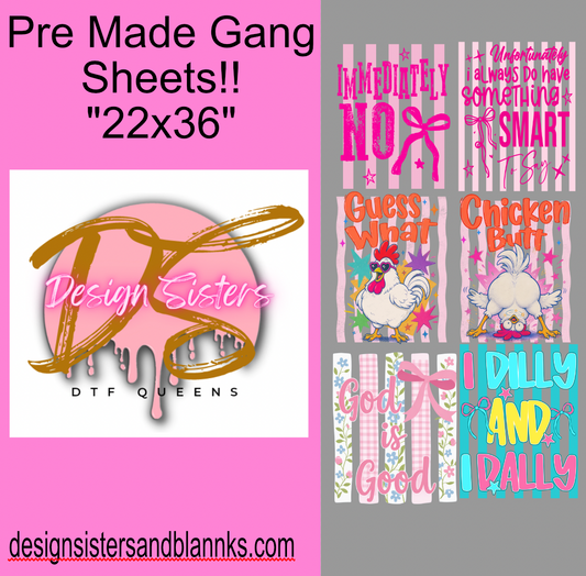 22x36 Trendy Strip DTF GANG SHEET/ HEAT TRANSFERS