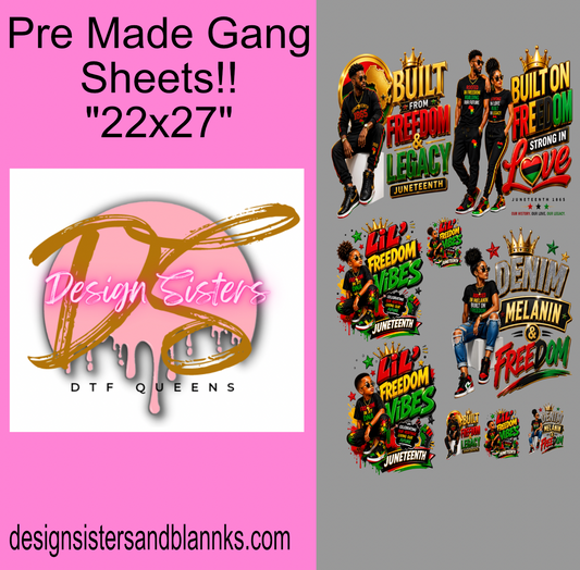 22x27 Trendy Juneteenth DTF GANG SHEET/ HEAT TRANSFERS