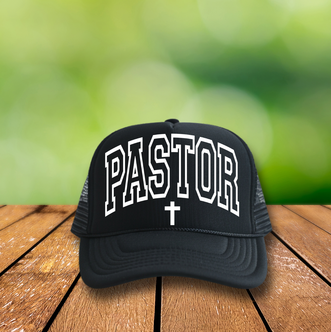 White Varsity Pastor Hat DTF Transfers