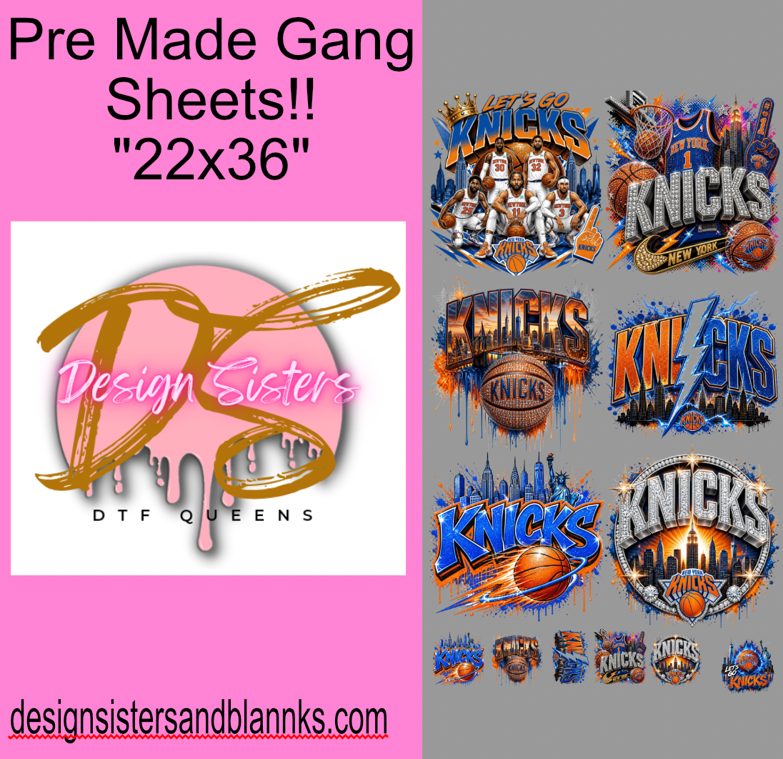 22x36  Knicks Gang Sheet| DTF Transfer SheetDTF Gang Sheet