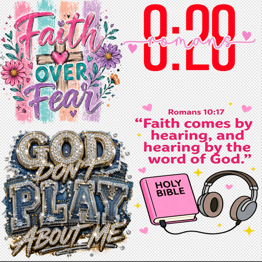 4 Pack DTF Transfer Grab Bag | Faith Heat Transfers