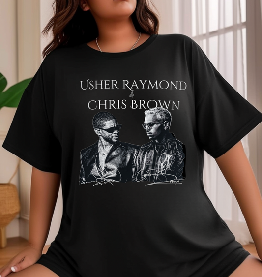 USHER and Chris Brown with white outline  DTF TRANSFER