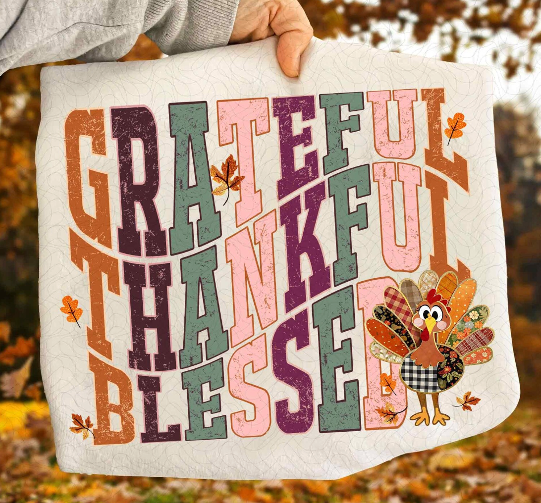 Grateful Thankful Blessed  DTF Transfer