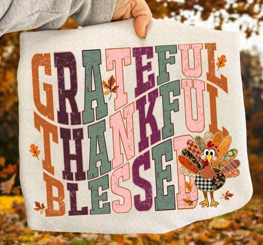 Grateful Thankful Blessed  DTF Transfer