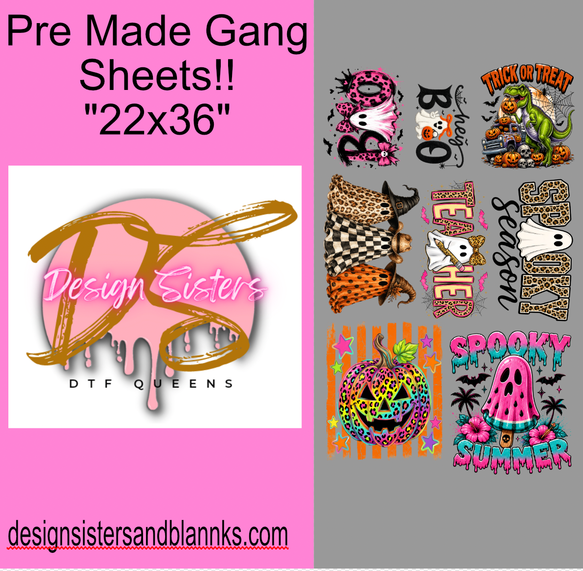 22x36 Halloween Gang Sheet| DTF Transfer SheetDTF Gang Sheet