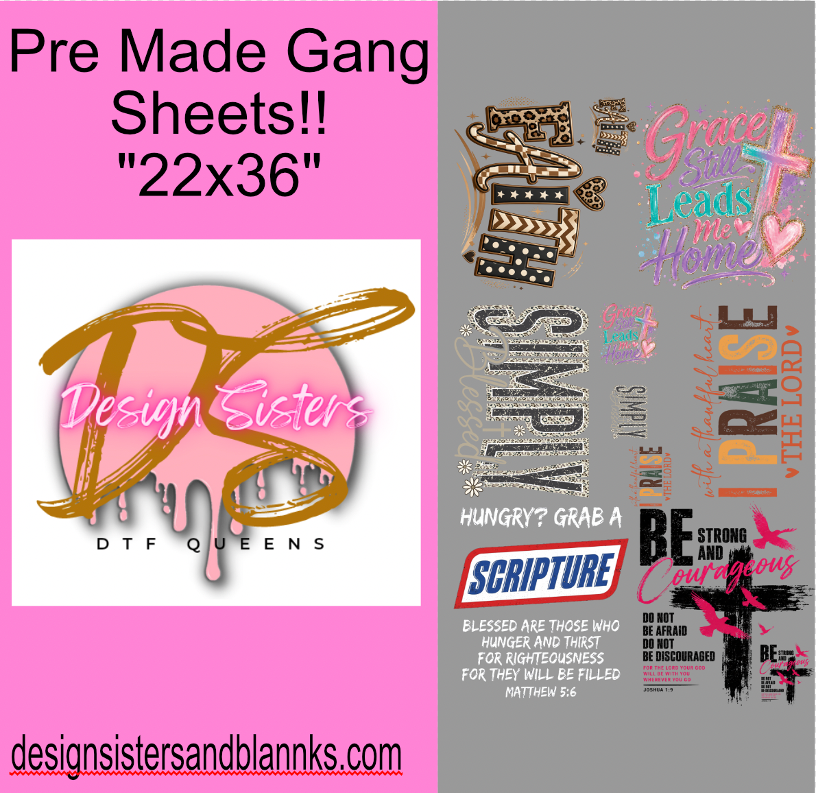 22x36 Faith  Gang Sheet| DTF Transfer SheetDTF Gang Sheet