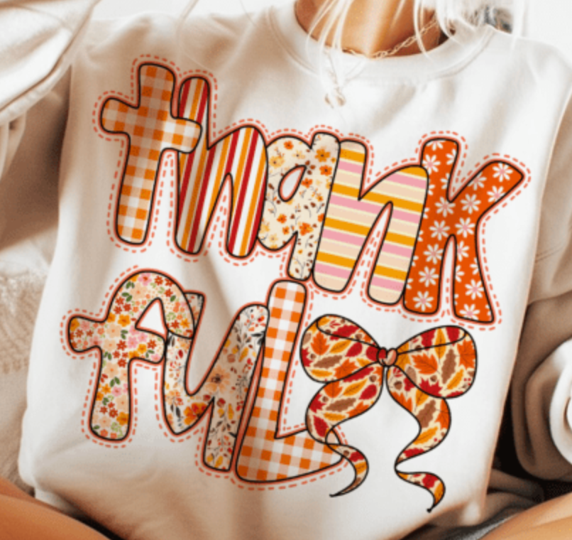 Preppy Fall Thankful DTF  Transfers