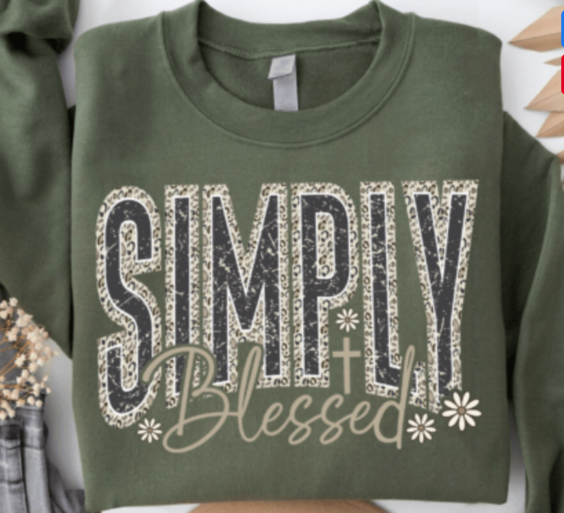 Simply Blessed Camo DTF  Transfers