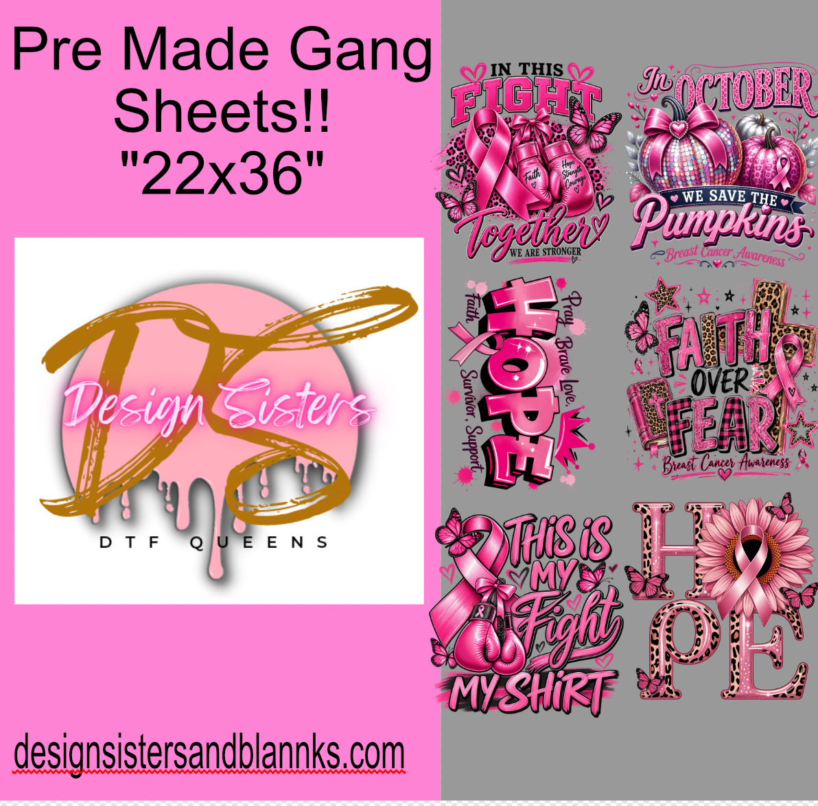 22x36 CANCER 2026 Bundle Sheet| DTF Transfer Sheet DTF Gang Sheet