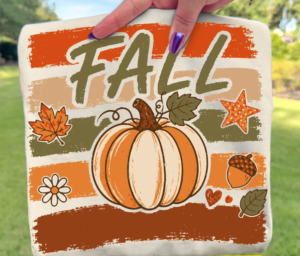 Striped Fall Pumpkin DTF Transfer