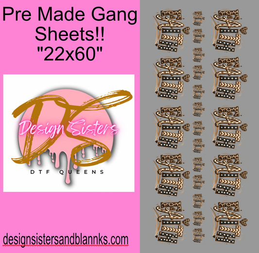 22x60 Brown Leopard Faith DTF Gang Sheet