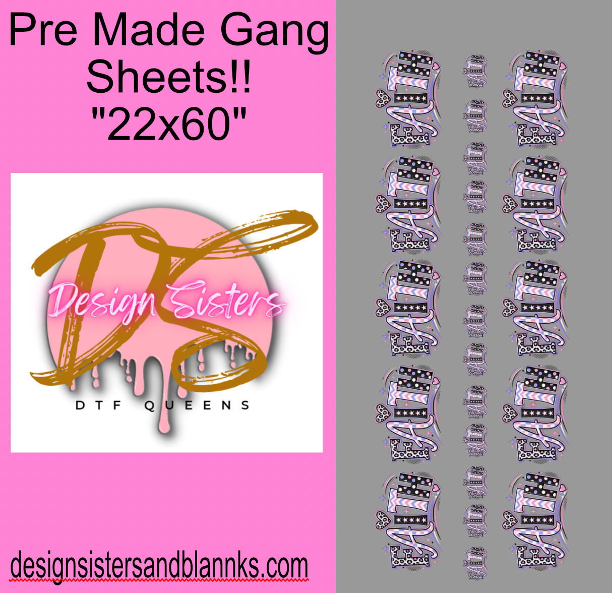 22x60 Purple Leopard Faith DTF Gang Sheet