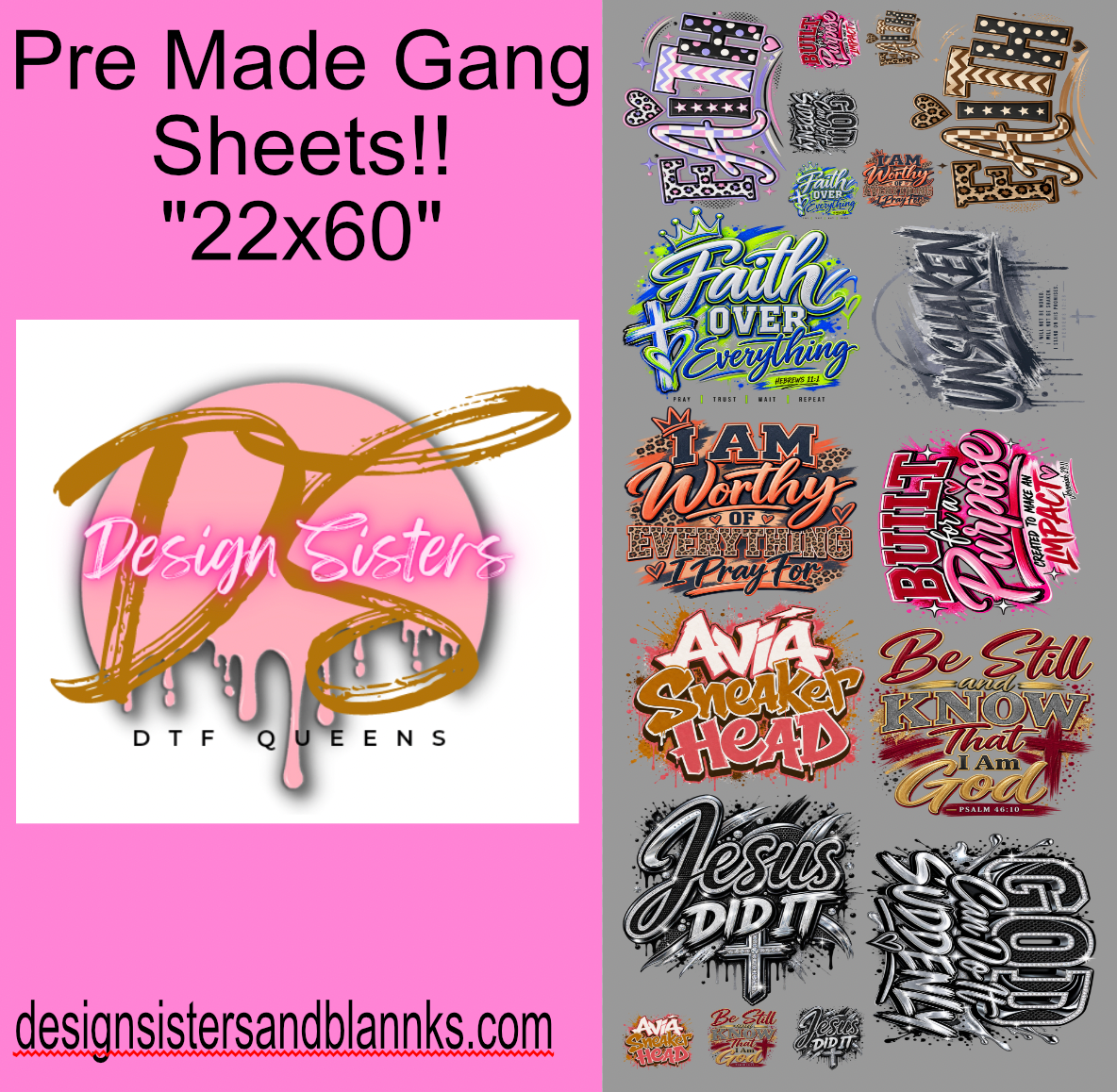 22x60 Avia Tshirt inspo DTF Gang Sheet