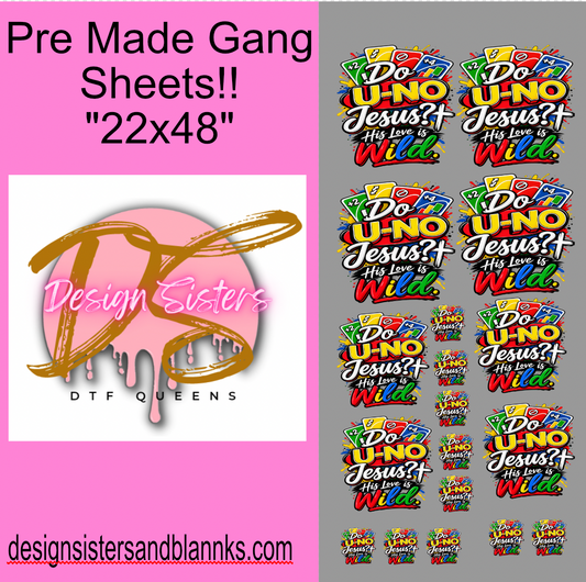 22x48 Do-U Know Jesus  Bundle Sheet| DTF Transfer Sheet DTF Gang Sheet