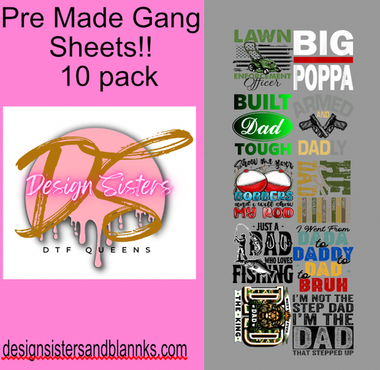 10 Pack Fathers Day Volume 2  DTF Transfers Bundle