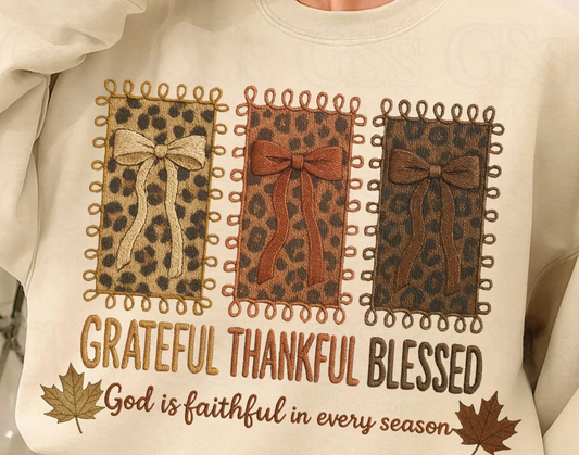 Grateful Thankful Blessed  DTF Transfer