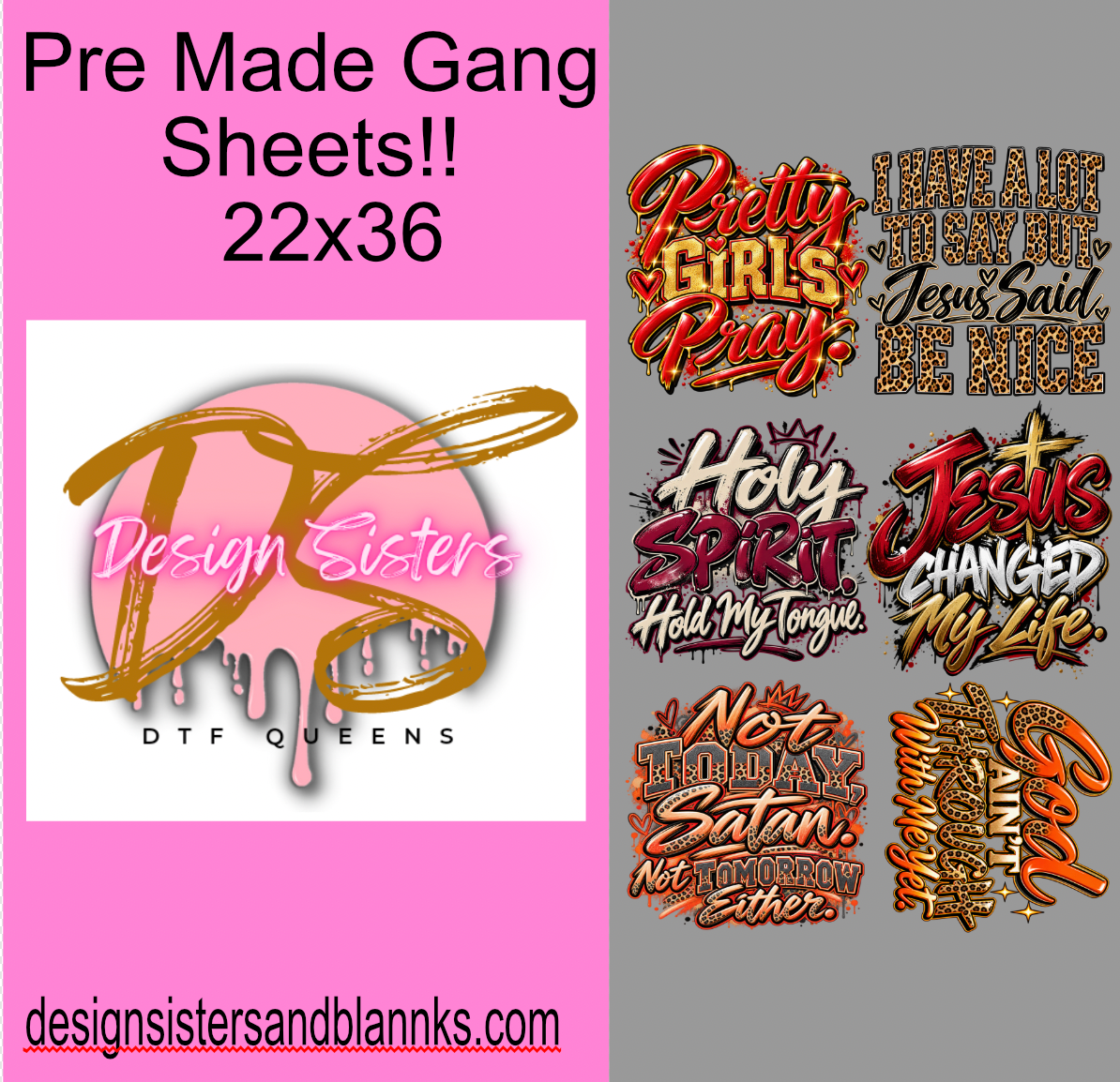 22x36 Hot Christian  Bundle Sheet| DTF Transfer Sheet DTF Gang Sheet