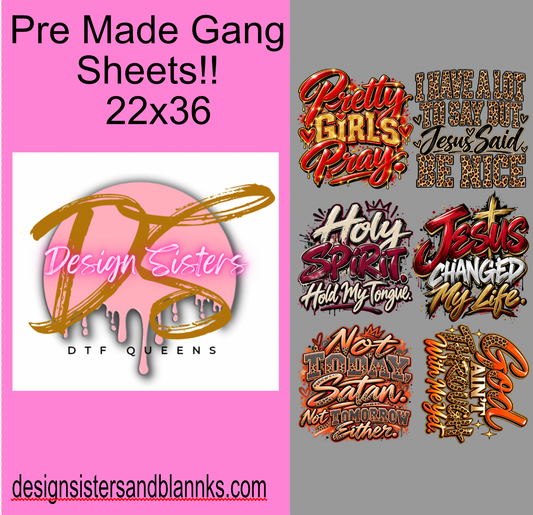 22x36 Hot Christian  Bundle Sheet| DTF Transfer Sheet DTF Gang Sheet