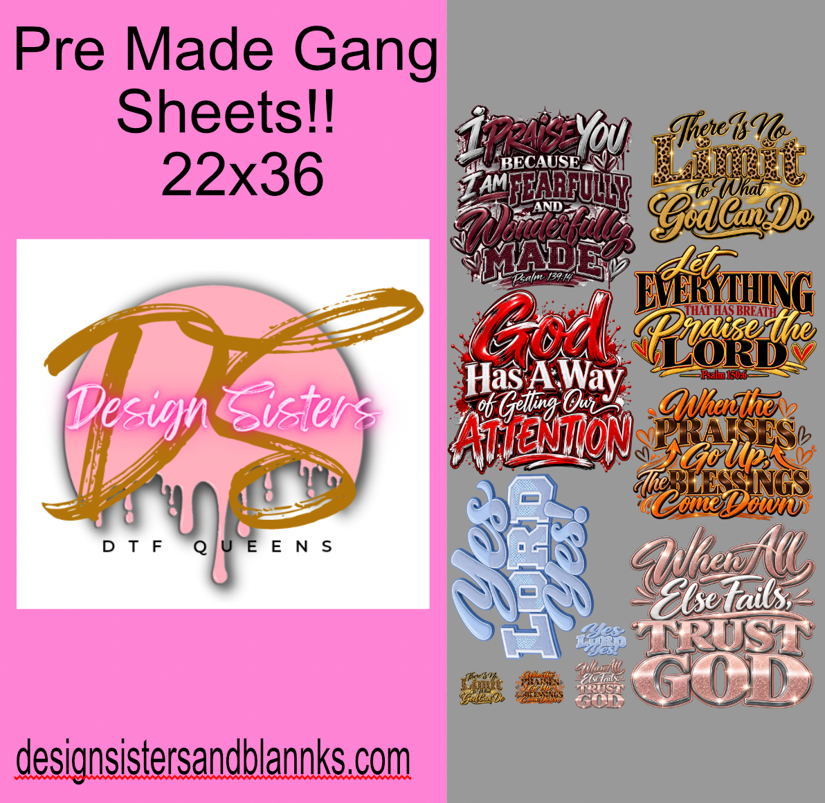 22x36 Hot Christian Volume 2   Bundle Sheet| DTF Transfer Sheet DTF Gang Sheet