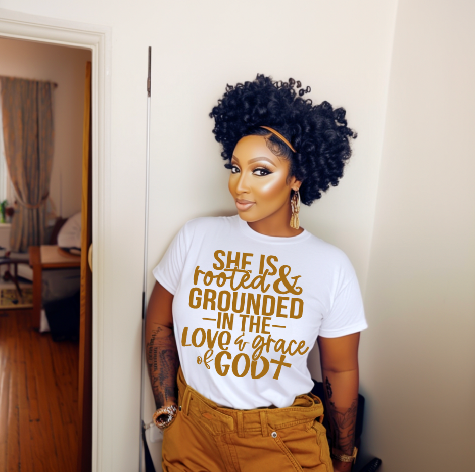 She is Rooted and Grounded in the Love & Grace of God Screen Prints (Metallic God)