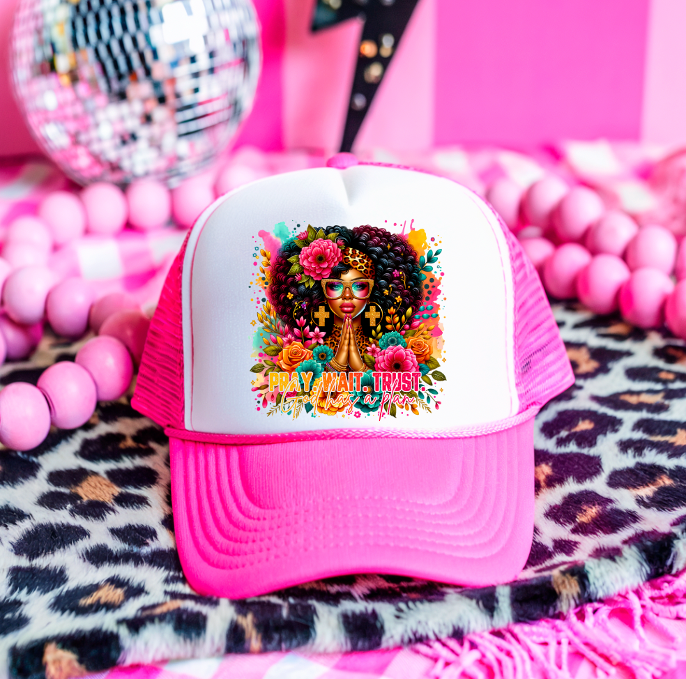 Pray Wait aTrust 3 inch Hat Transfers