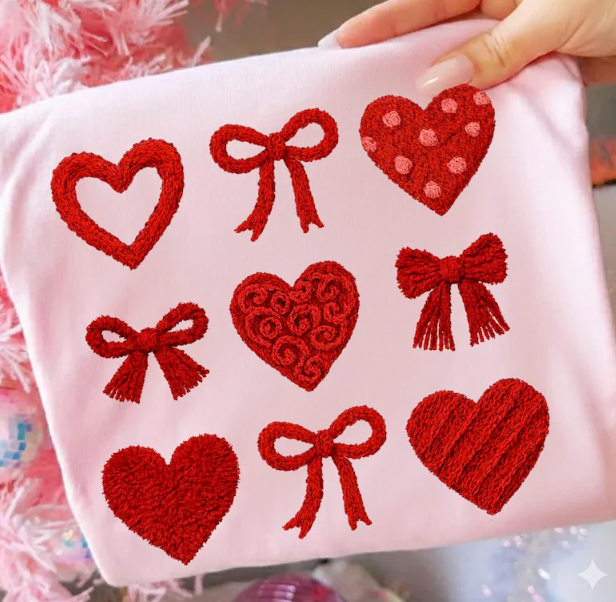 Faux Yarn Coquette Valentine  Bundle 4 Prints DTF  Transfers