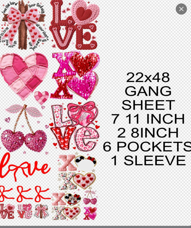 22x48 Valentines Day DTF Gang Sheet