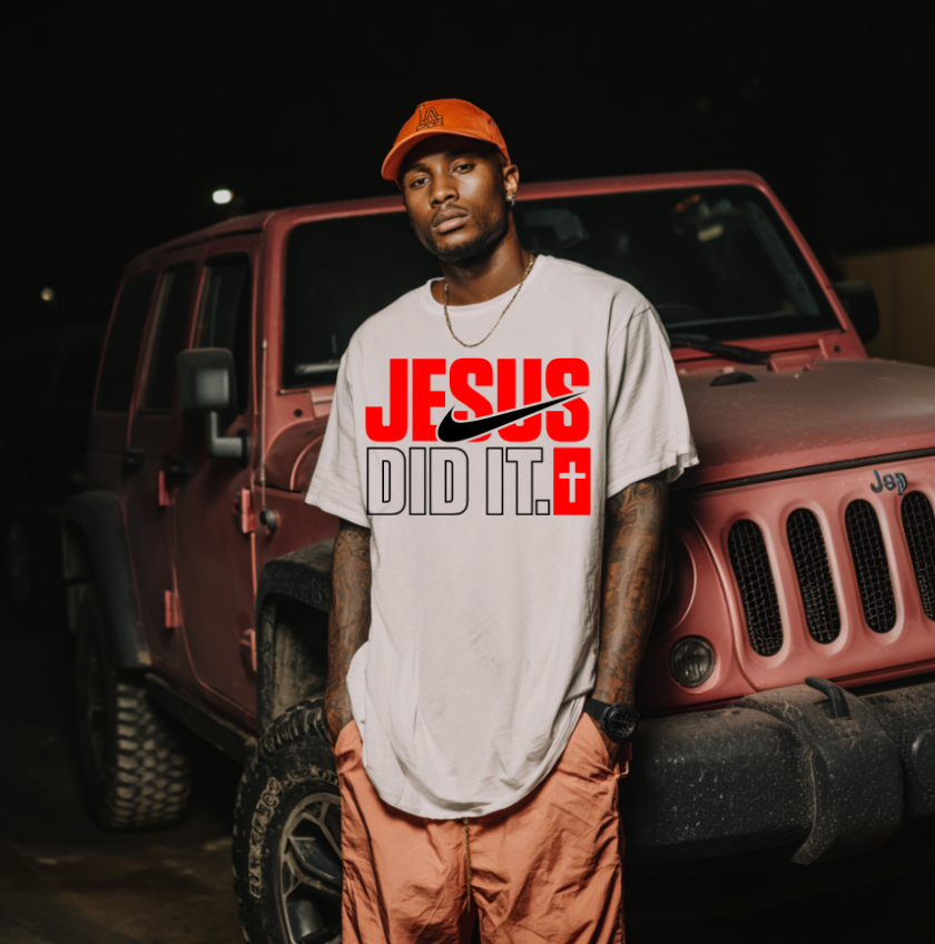 Red and Black Jesus Did It DTF Transfer