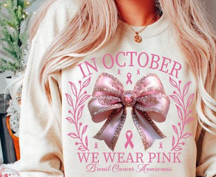 In October Coquette Breast Cancer DTF Transfers