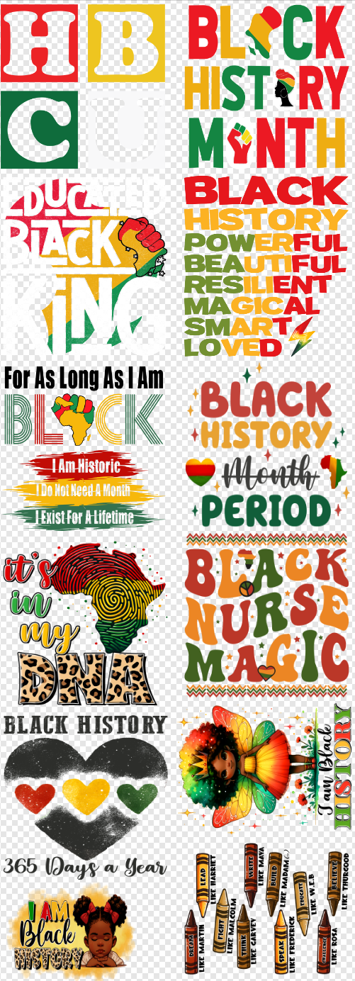 22x 60 Black History  Gang Sheet  Transfer