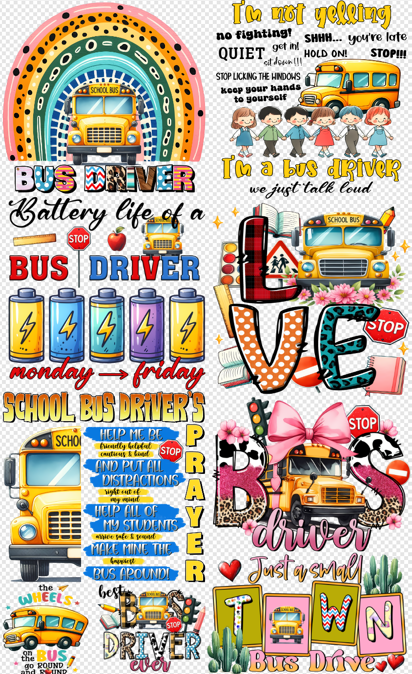 22x36 Bus Driver Gang Sheet  Transfer