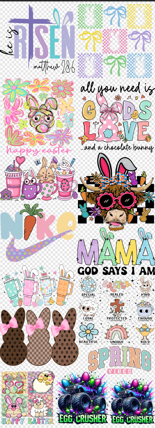 22x 60 EASTER 2 Gang Sheet  Transfer