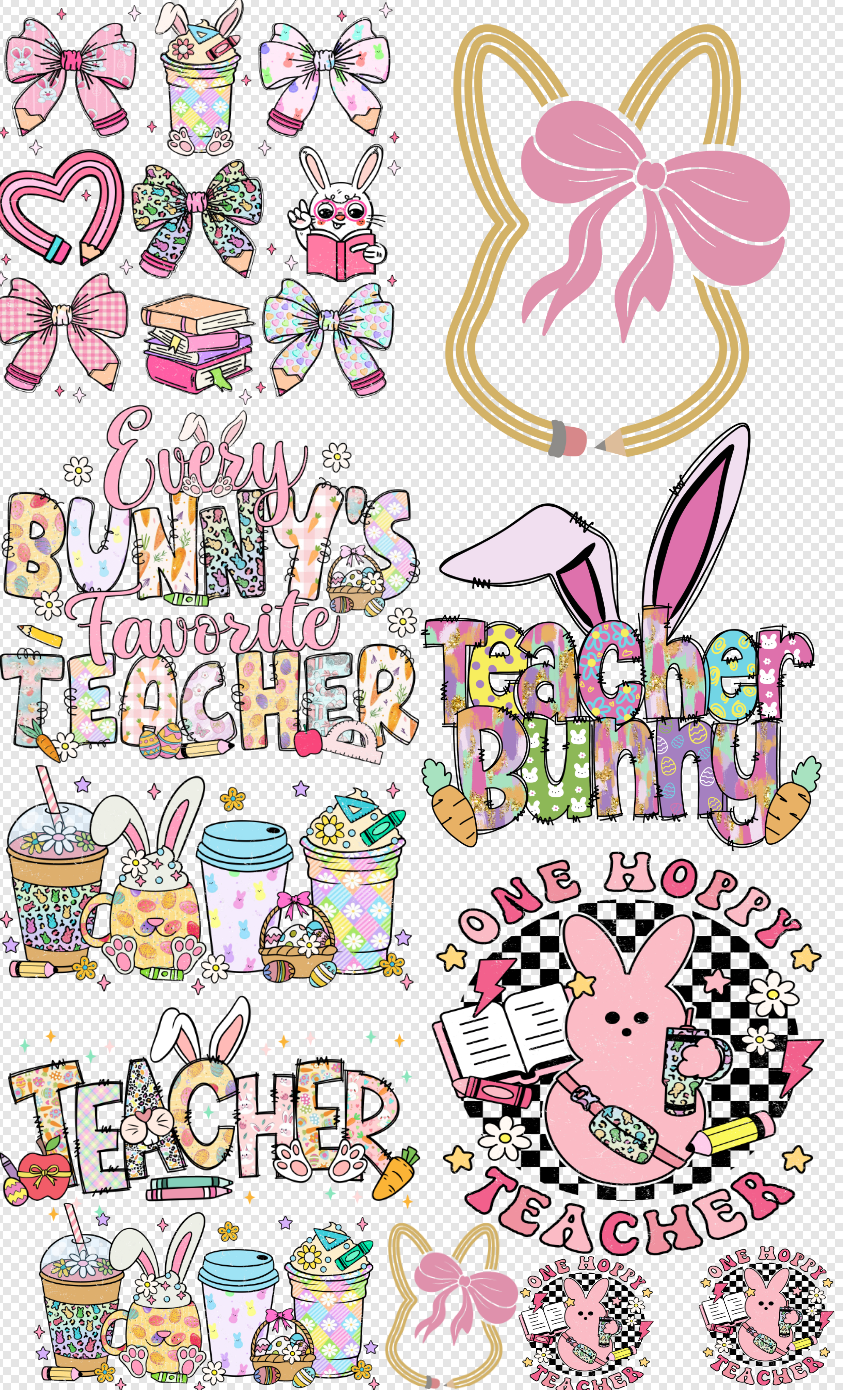 22x 36 Teacher Easter  Gang Sheet  Transfer