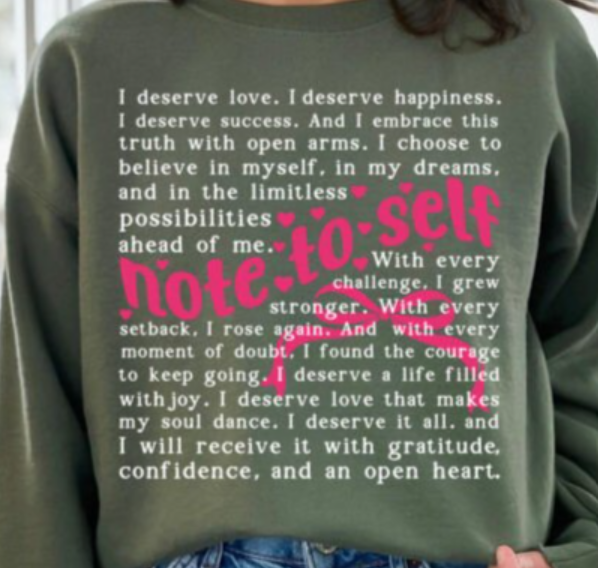 Note to Self Words  DTF Transfer