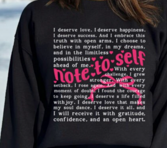 Note to Self Words  DTF Transfer