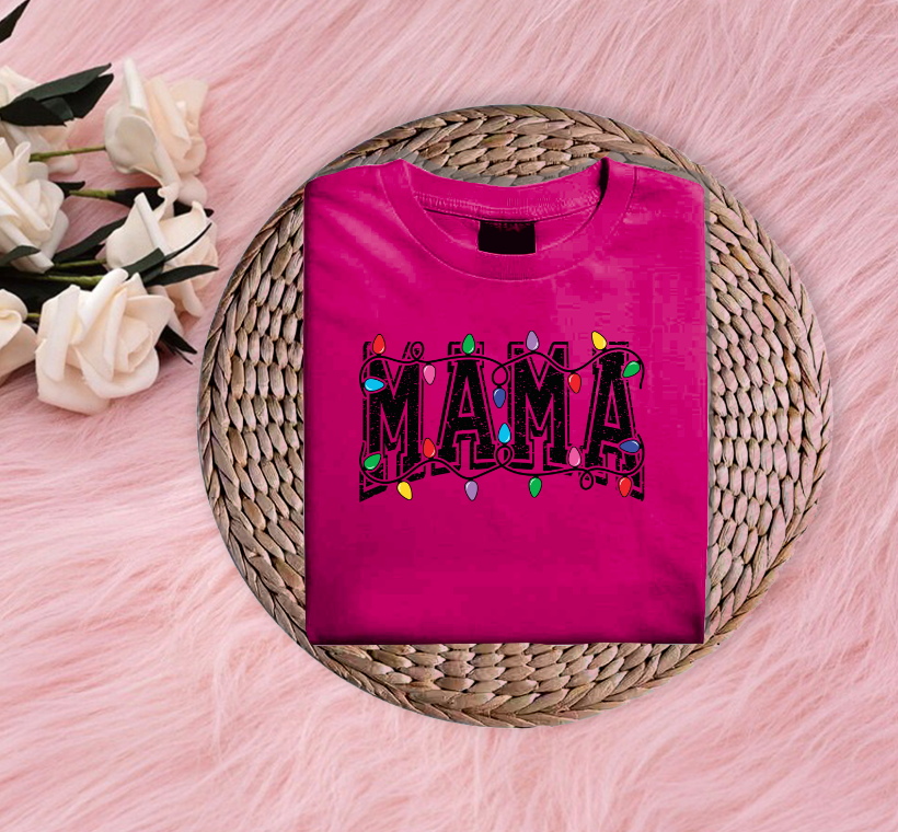 Mama Christmas Lights DTF Transfers