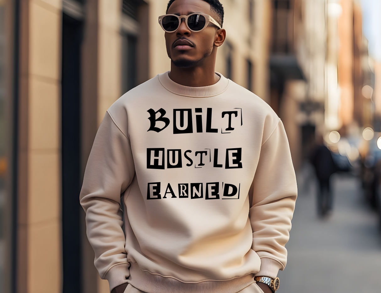 Built  Hustle Earned Screen Prints (typo on word Brought)