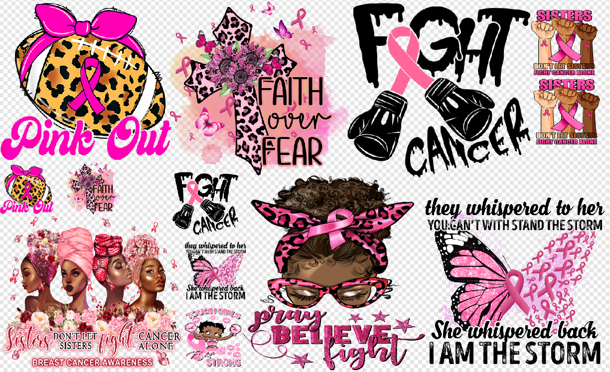 22x36 Breast Cancer Gang Sheet  Transfer