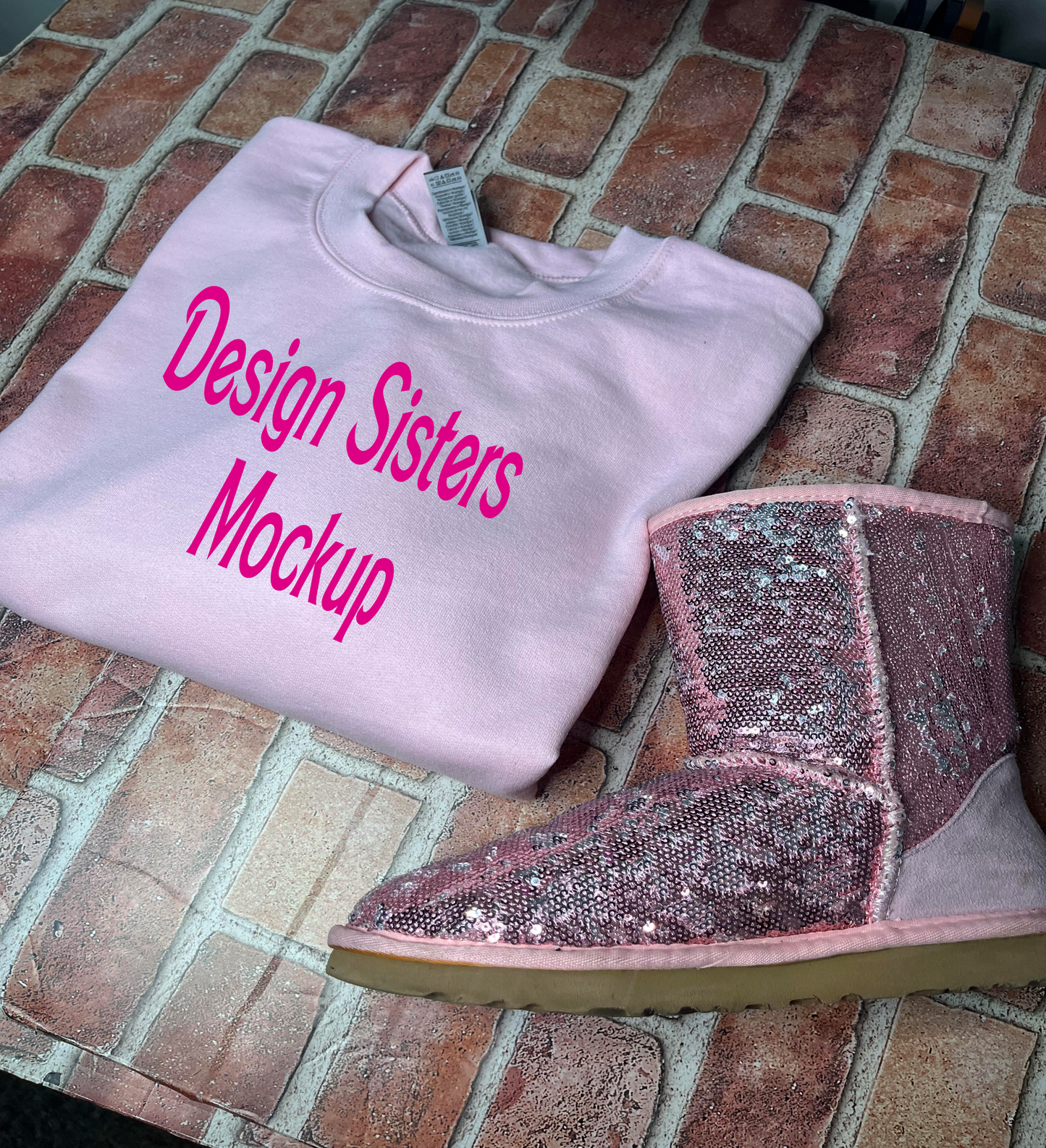 Pink Gildan Sweatshirt with Uggs